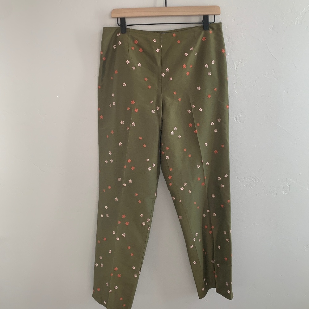 Vintage Ann Taylor Silk Embroidered Pants 8
